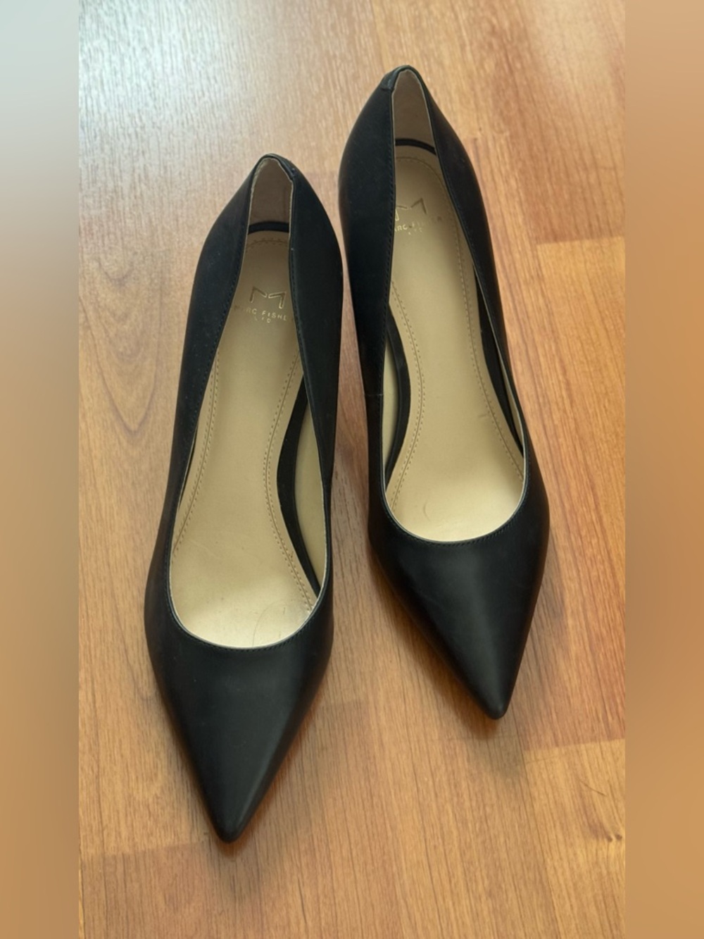 Marc Fisher Black Pointed-Toe Leather Pumps